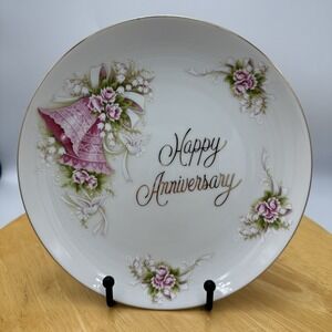 Enesco Decorative Plate Unisex 7.5in White Vintage 1983 Anniversary Wishes Japan